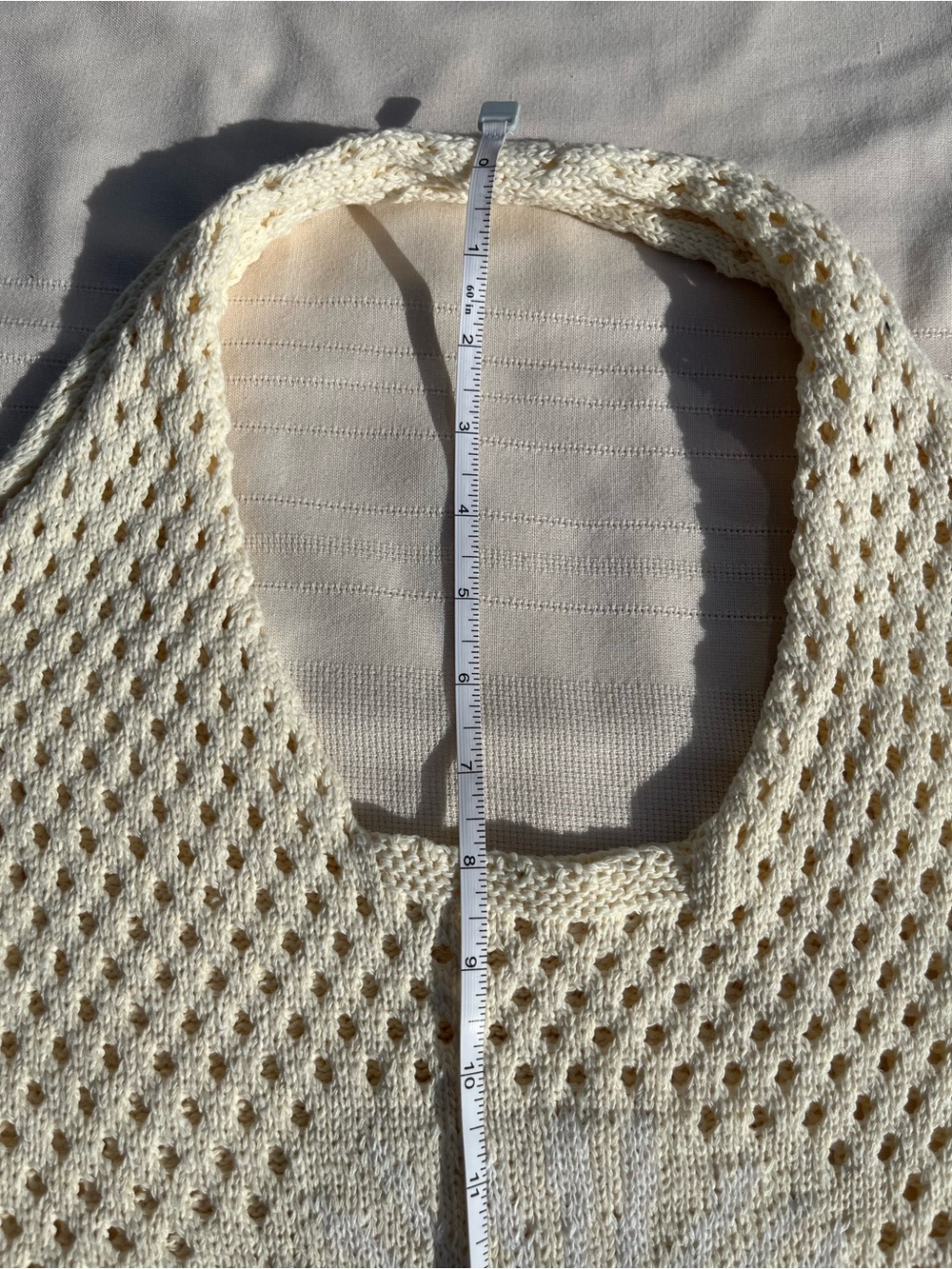 Y2K Boho Hobo Crochet Cream Knit Daisy Tote Bag - Picture 8 of 12